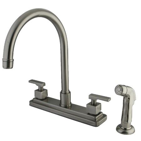 Kingston Brass KS8798QLL Executive 8" Centerset Kitchen Faucet, Brushed Nickel KS8798QLL